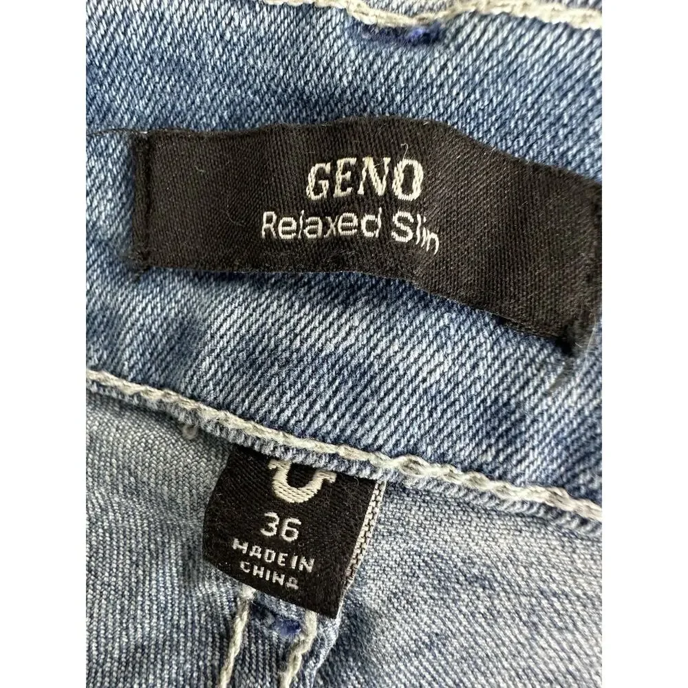 True Religion Geno Jeans Size 36 Men Denim Medium Golden Wash Relaxed Slim